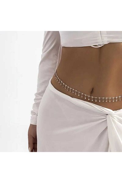 beynaaksesuar Stylish Body Chain Belt with Crystal Stones