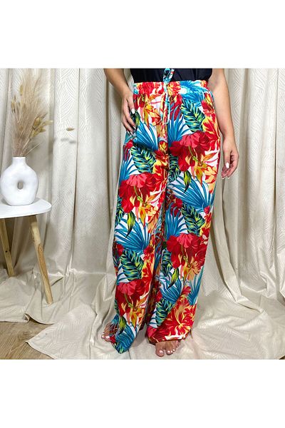 Intisimo Spring-Summer Wide Leg Pants, Orange/Blue