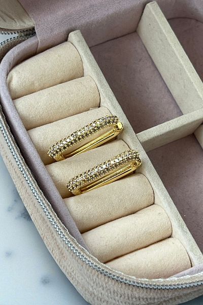 MUTENA Rectangular Fitted Stone Huggie Earrings