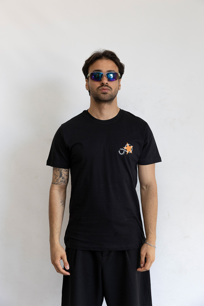 Siyah Sonsuzluk Boucles %100 Pamuk T-Shirt