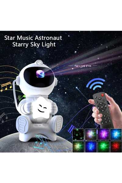 Menuzer Projektör Led Aydınlatma Astronot Bluetooth Hoparlör ABS Yıldız Astro...