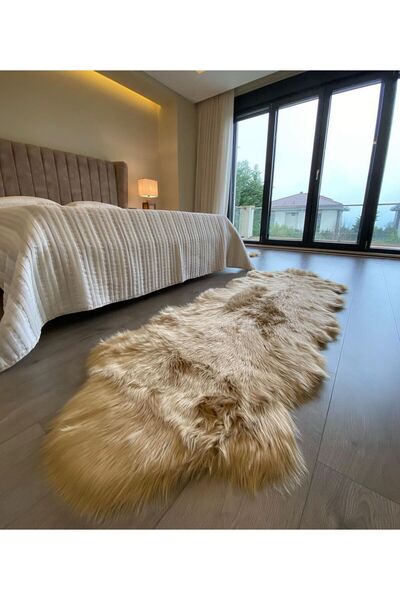 Homeax Kuzu Post Camel Üst Kalite Yıkanabilir Yumuşak Dokulu Peluş Halı