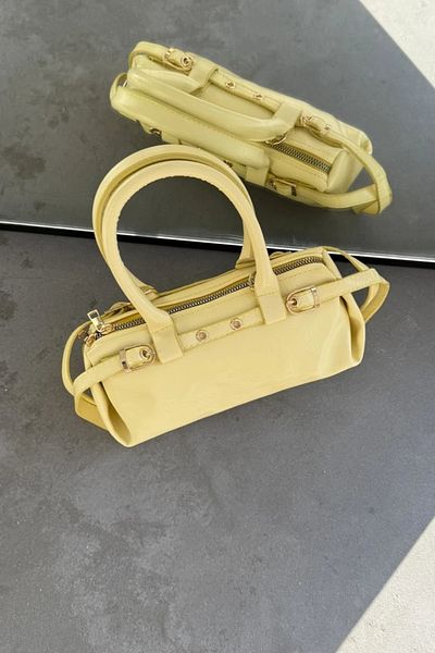 LEONAS Mini Size Belt Detailed Women's Hand and Shoulder Bag Norris Yellow