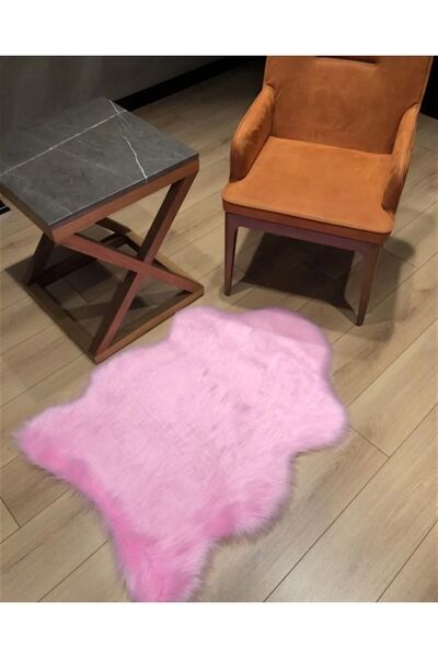 Homeax Kuzu Post Pembe Üst Kalite Yıkanabilir Yumuşak Dokulu Peluş Halı