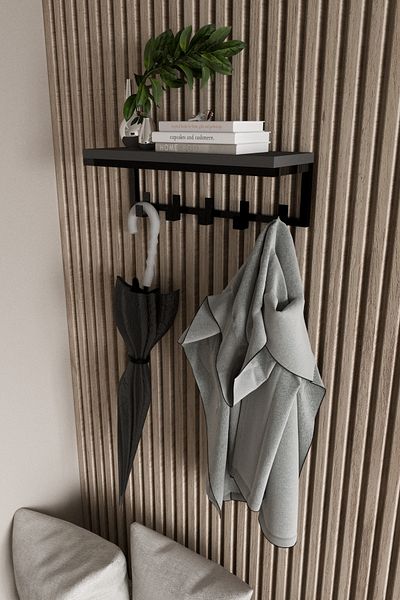 AJU Modern Coat Rack Wall Mounted Hanger and Rack Coat Umbrella Bag Towel Clothes Mail Hallway Hallway Hanger