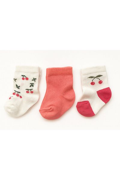 mini mia Set of 6 Baby Socks – Patterned & Solid Color, Soft Cotton