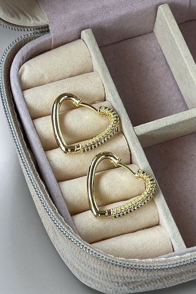 MUTENA Heart Zircon Flush Stone Huggie Earrings
