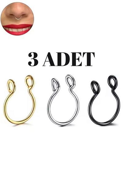Blisse Piercing Unisex 316L Surgical Steel Compression Fake Piercing |   Nose, Septum, Ingrown Hair Ring – 2 Pieces