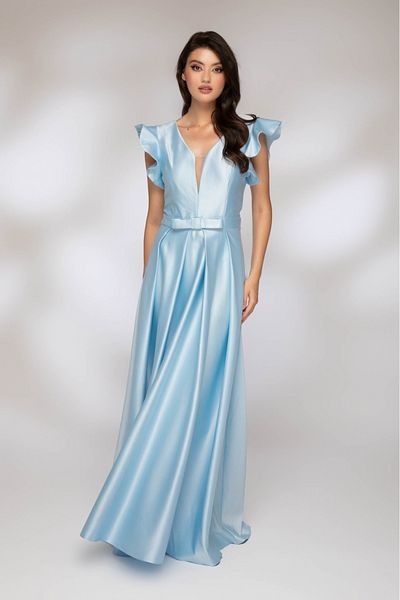 Atmosphere Fashion Rochie lungă elegantă din tafta albastră