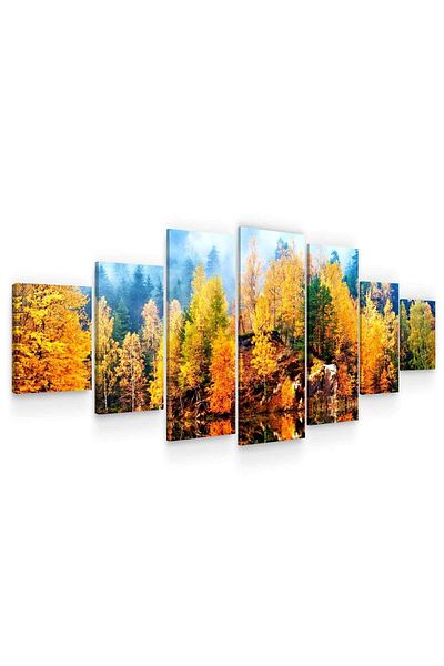 startonight Set Tablou DualView Startonight Toamna pe lac, 7 piese, 100 x 240 cm