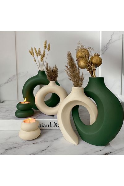 Luthien Set de 6 bucăți de vază și vază cu inel și suport pentru lumânări