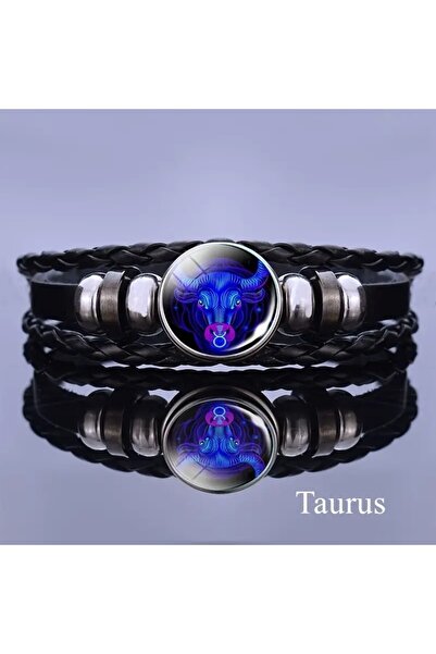 YIWU برج الثور المتوهج، سوار من الجلد الصناعي قابل للتعديل، مناسب للرجال والنساء