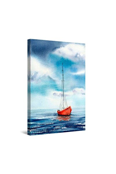 startonight Tablou DualView Startonight Barca rosie pe mare, 80 cm x 120 cm