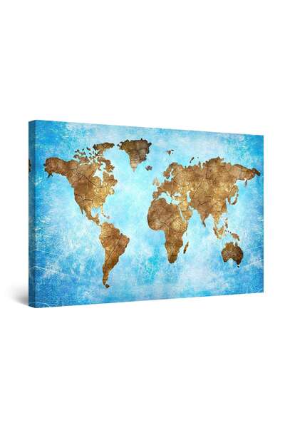 startonight Tablou DualView Startonight Harta lumii in albastru, 80 cm x 120 cm