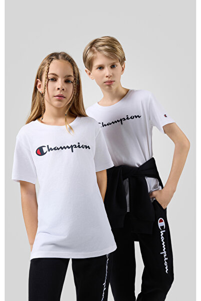 Champion تي شيرت Icons SS للأطفال باللون الأبيض-306879-WW001