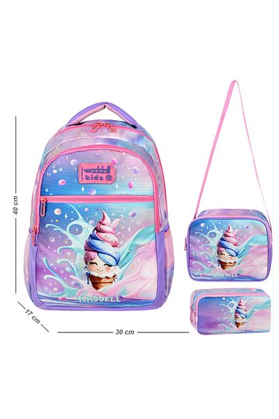 Waddell Rucsac pentru școală primară, cutie termică pentru prânz și suport pentru stilou cu 2 buzunare