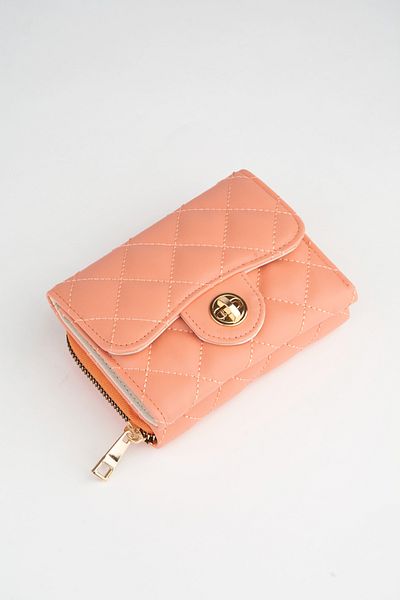 Vivaq Women's Mocha Small Size Quilted Zippered and Flip Lock Closure Faux Leather Wallet
