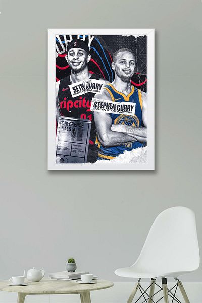 Saturn Stephen Curry Seth Curry Pictură înrămată - Pictură poster NBA de baschet