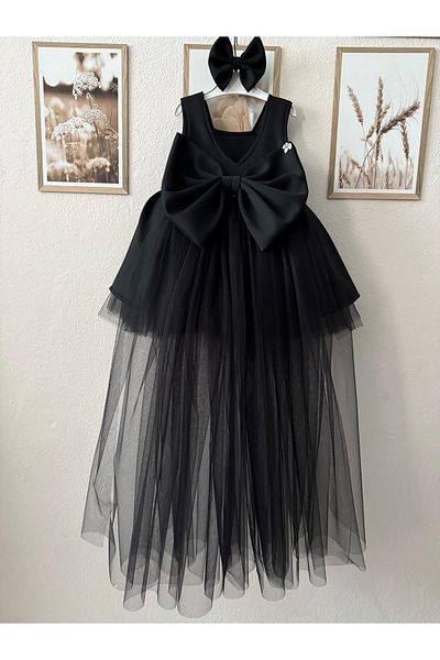 Tinypeople Girls' Tail Evening Dress Black Children's Evening Dress with Tail