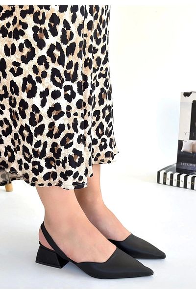 alluria Jenti black leather high heel shoes