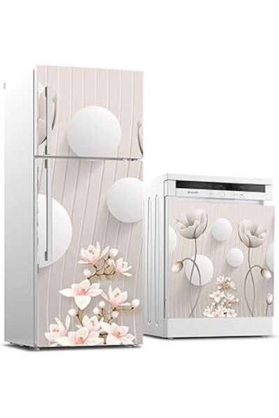 Mu Art Ahşap Refrigerator and Dishwasher White Goods Sticker Covering Fish Sea