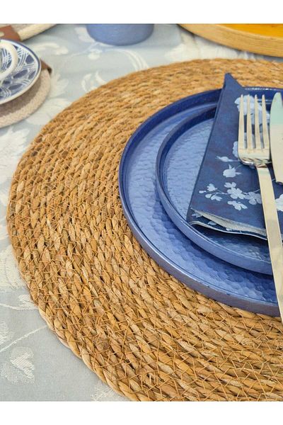 Lider MAGNESİA Wicker Jute Round Supla Set of 6 American Service 35 cm