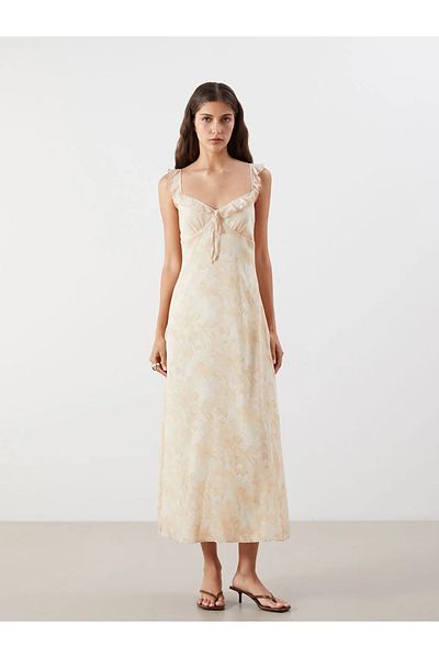 LC Waikiki Lcw Vision Mixed Floral Strap Ruffle Waist Dress