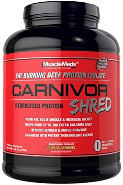 MuscleMeds كارنيفور شريد بنكهة الفانيليا والكراميل، 3.8 رطل - بروتين معزول لخسارة الدهون وبناء العضلات الهزيلة