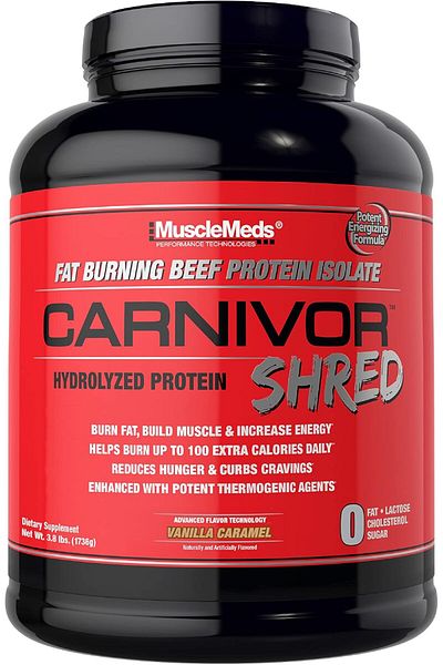 MuscleMeds كارنيفور شريد بنكهة الفانيليا والكراميل، 3.8 رطل - بروتين معزول لخسارة الدهون وبناء العضلات الهزيلة