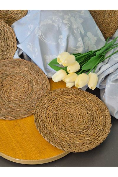 Lider MAGNESİA Wicker Jute 6 Li Set American Service 20 cm Brown 6 Pcs Runner