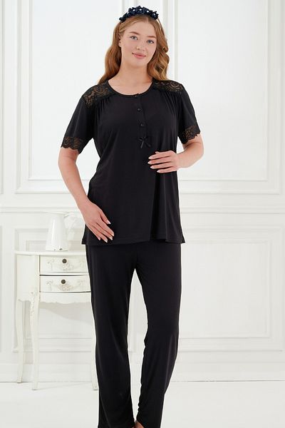 Emose 3-Piece Maternity Pajama Set with Lace and Morning Dress