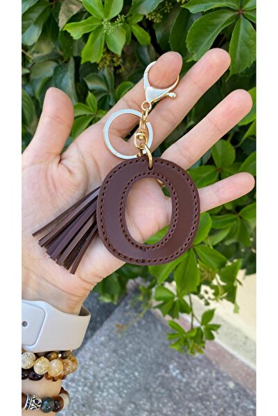 Brown Vegan Leather O Letter Keychain– Handmade, Personalized Charm & Bag Ornament | Workshop Zümra