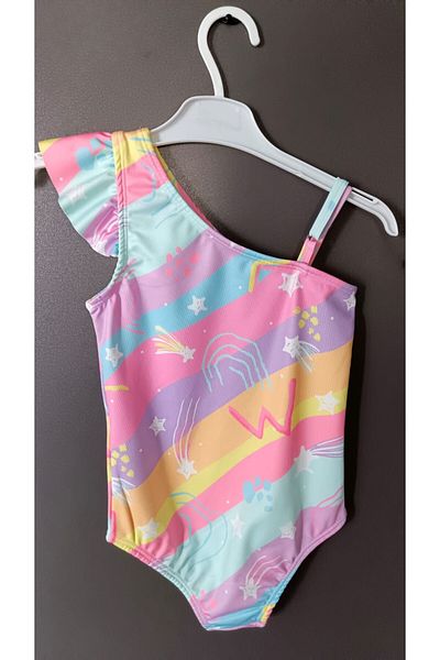 Bilge Trend Girls' Comet Patterned Sea and Pool Swimsuit