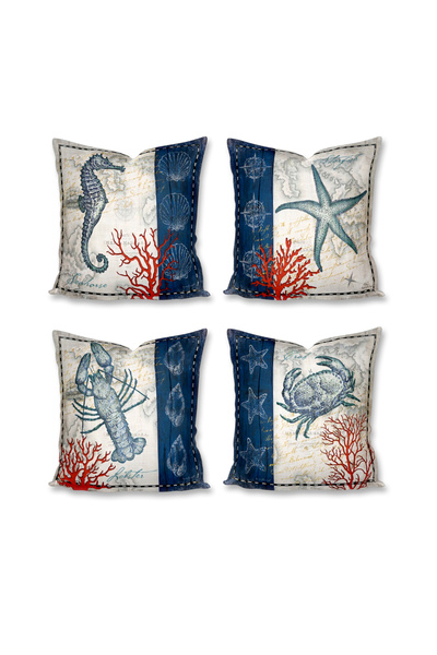 Sister Home Design Huse de pernă Sea Creatures 43x43 cm - Canapea decorativă,...