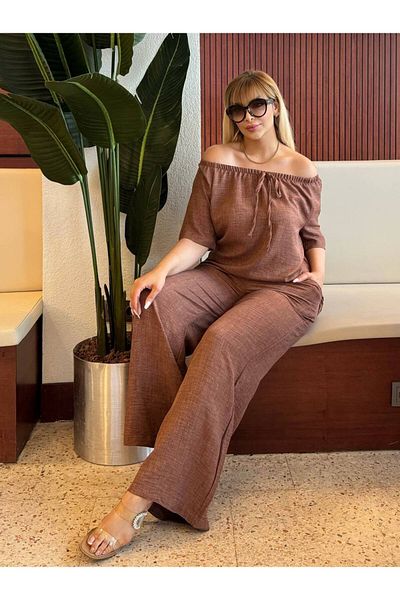 MODA Women's Large Size Lace Madonna Collar Pocket Linen Suit