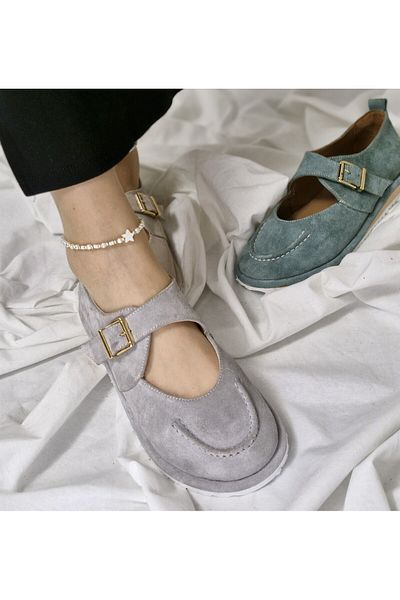 aayak&kabımofficial Modern Style Genuine Suede Buckle Women's Shoes