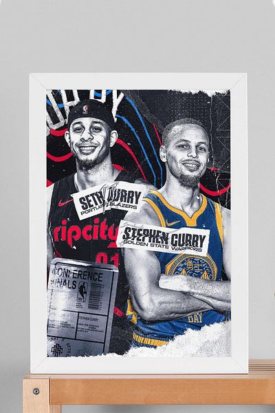 Saturn Stephen Curry Seth Curry Pictură înrămată - Pictură poster NBA de baschet