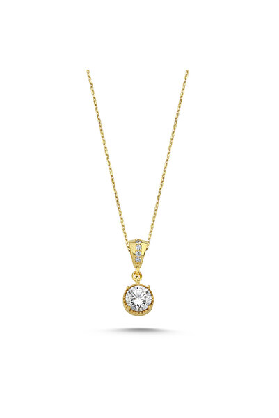 Kayra Mücevher Tektaş Altın Kaplama Kolye