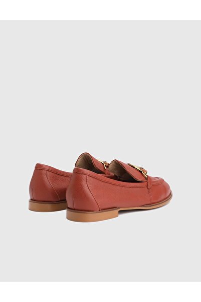 İLVİ Ble Deri Kiremit Kadın Loafer Ayakkabı