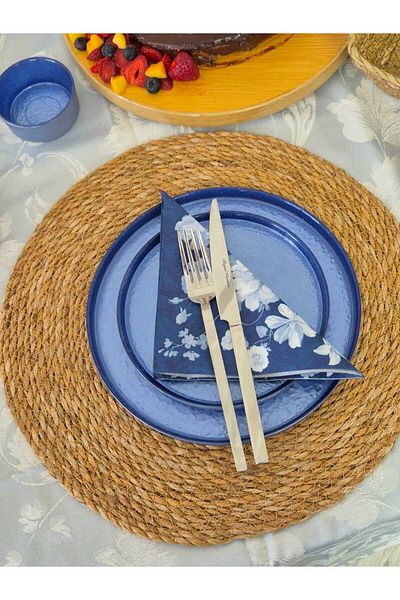 Lider MAGNESİA Wicker Jute Round Supla Set of 6 American Service 35 cm