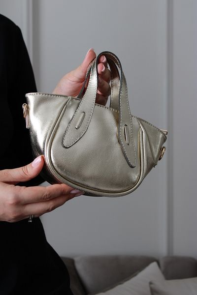 Mimoza Women's Gold Elegant Mini Hand and Shoulder Bag