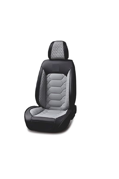 DELUXETUNING Set huse scaune auto universale, piele ecologica negru cu gri, fata-spate