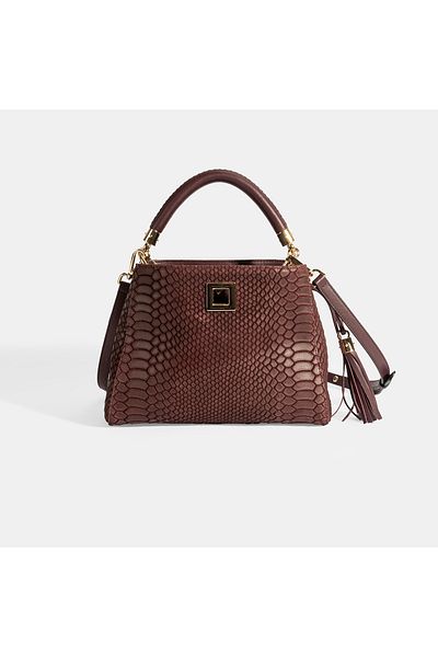 Desa Women's Burgundy Tassel Accessory Leather Handbag