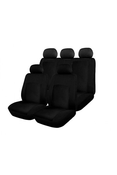 DELUXETUNING Set huse scaune auto, universale, fata-spate, bancheta fractionata, jacquard, negru
