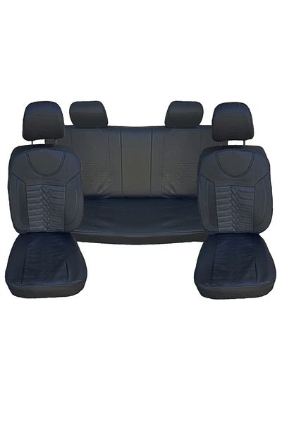 DELUXETUNING Set huse scaune auto, universale, fata-spate, bancheta fractionata, piele ecologica, negru cu gri