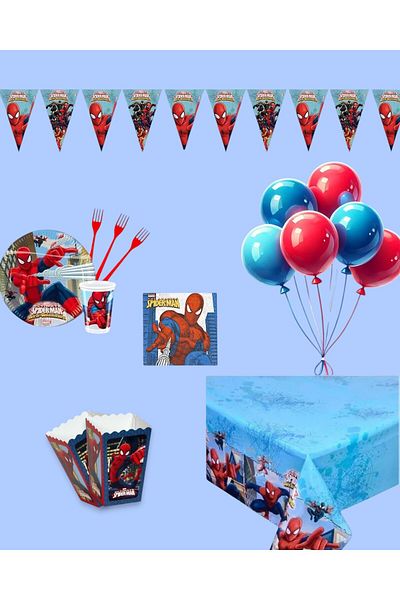 Evabrite Spiderman Birthday Party Set - Special Decoration Supplies for Boys 32 People