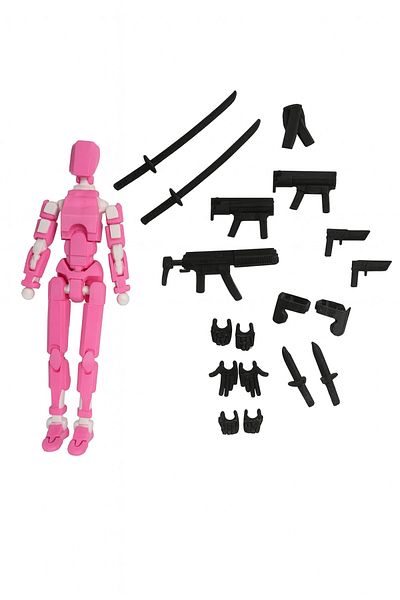 D B Morph Dummy 13 All Joints Movable Figure Toy (Pink) + Weapons