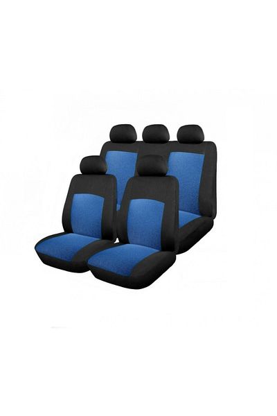 DELUXETUNING Set huse scaune auto, universale, fata-spate, jacquard, negru cu albastru