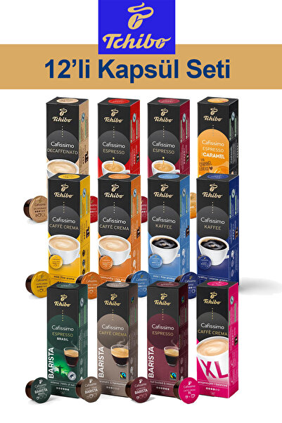 Tchibo 12'li Kapsül Kahve Seti XL Decaffe Espresso Caffe Crema Sadece Tchibo Kahve Makineleri ile Uyumludur