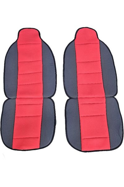 DELUXETUNING Set 2 huse scaune auto pentru fata, material textil, negru cu rosu